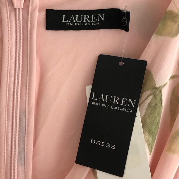 Lauren Ralph Lauren Pink Floral Georgette Gown Gathered Gem Waist Size 2 - Picture 2 of 12